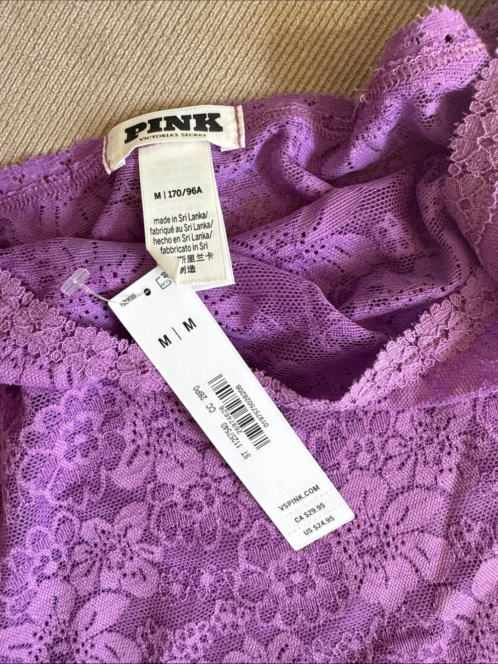 PINK Victoria's Secret Purple Lace Camisole